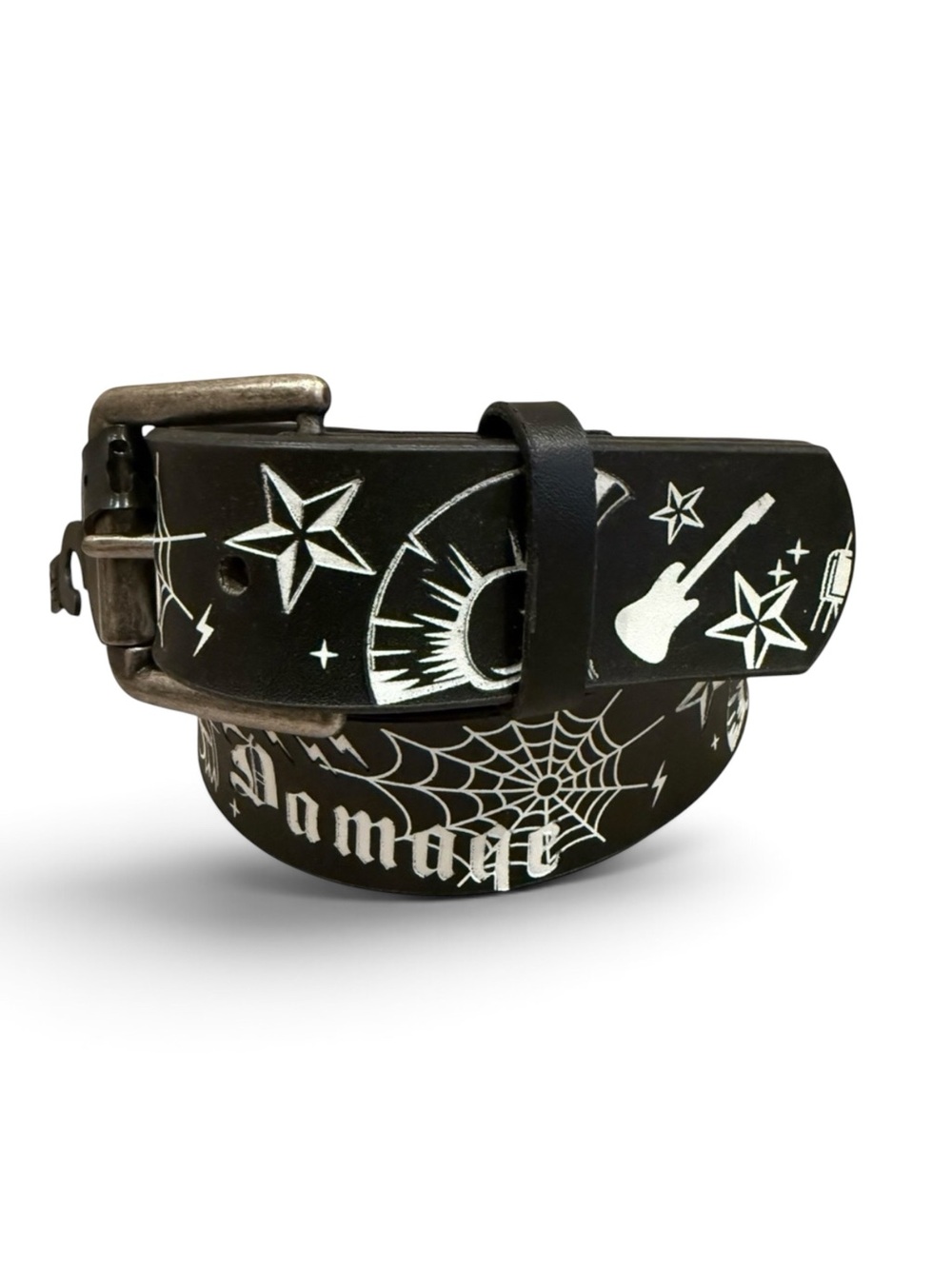 VTG Lets Do Some Damage Punk Rock Ska Black Belt Sizes 34, 38, 40, 42 Y2K Edgy
